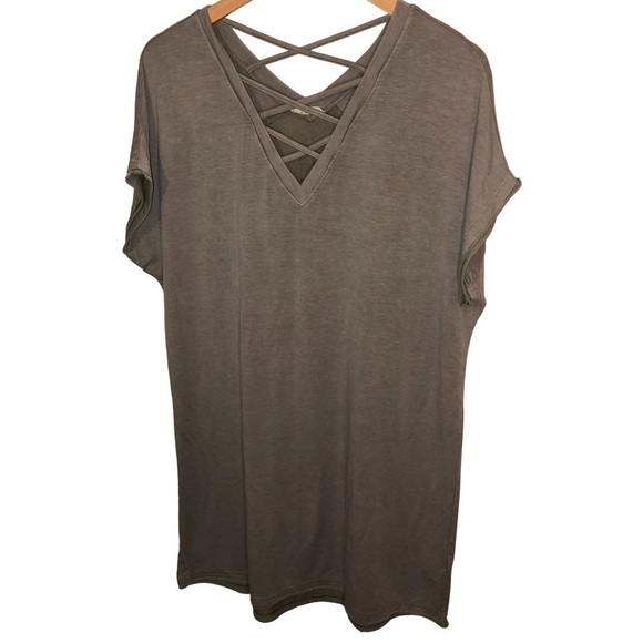 Easel Short Sleeve Sage Green Strappy Chest Mini Dress Size Small - Picture 1 of 7